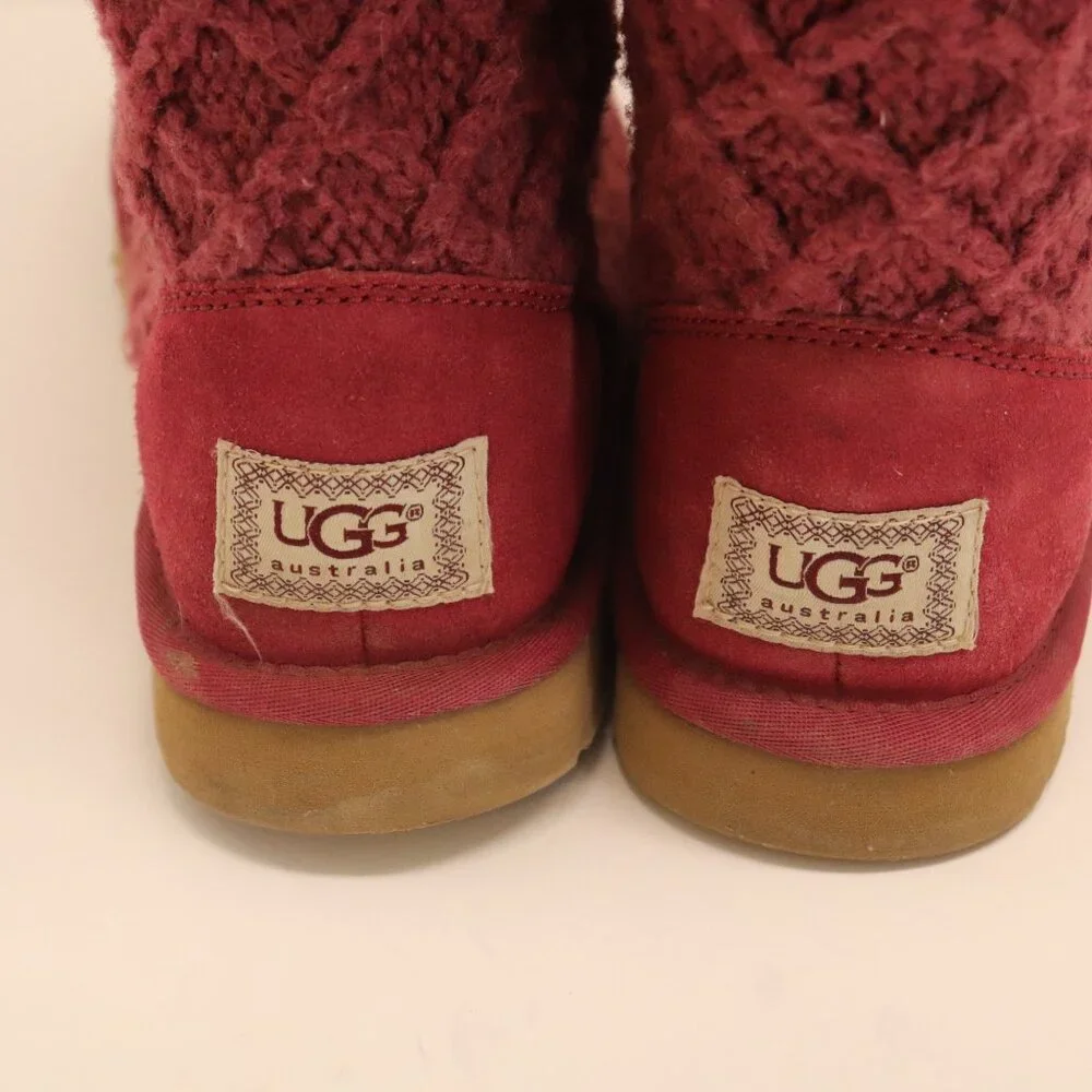 UGG Women's Sock‎ Boot Maroon Size 7 Made in Australia Upper Material Cotton
